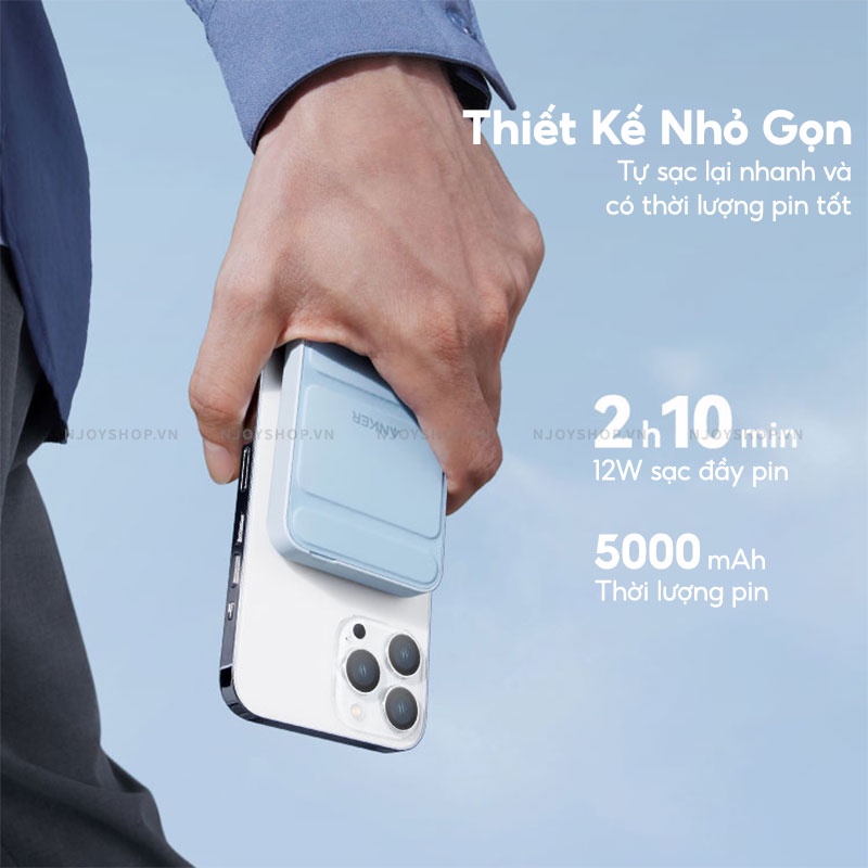 Sạc Dự Phòng Anker Maggo 5000mah Tích Hợp Sạc Nam Châm Không Dây Kiêm Giá Đỡ Điện Thoại Njoyshop
