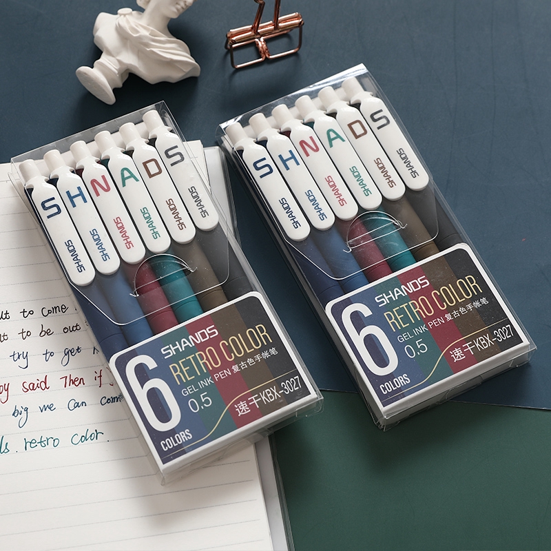 Set 6 Bút Gel Phong Cách Retro Xinh Xắn