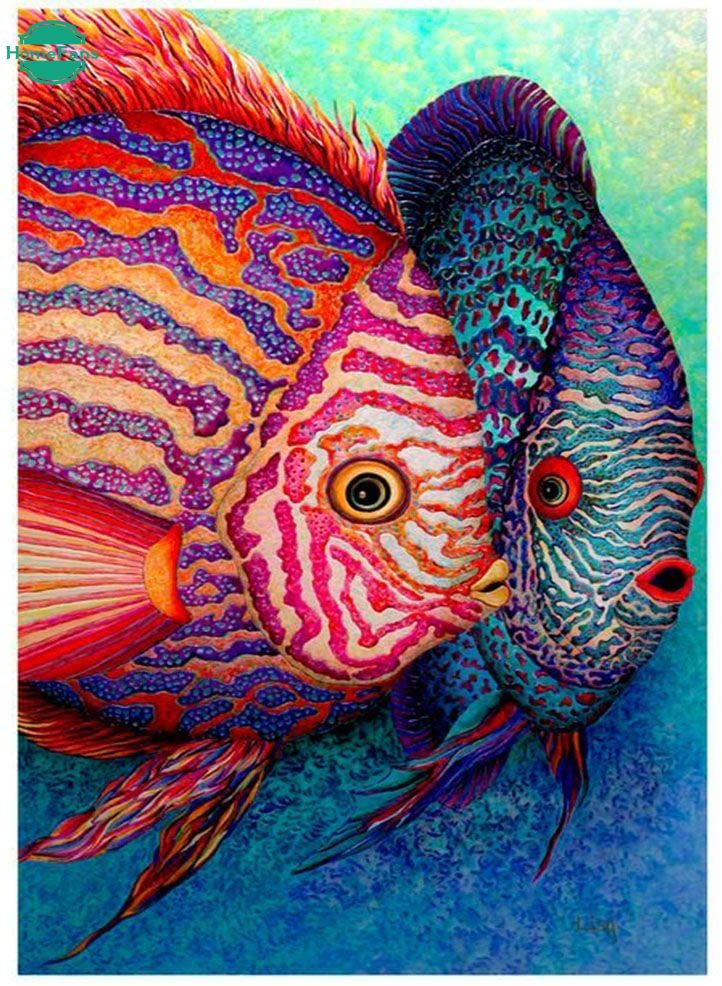 Bộ Tranh Đính Đá 5d Tự Làm Họa Tiết Con Cá Độc Đáo