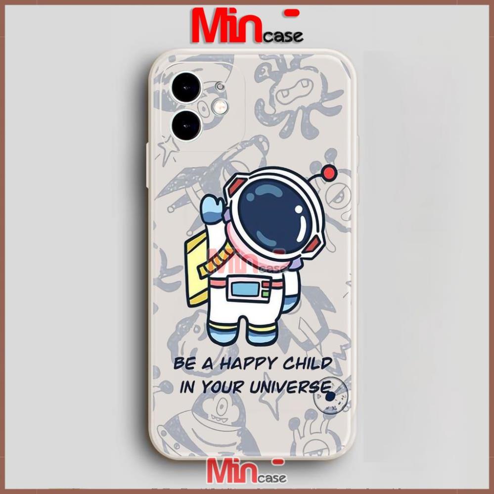 Ốp lưng iPhone Phi hành gia Cute cạnh viền vuông silicon mềm dẻo cho iphone 6/6s/7/8/X/XS/11/12/13 Pro Plus Max
