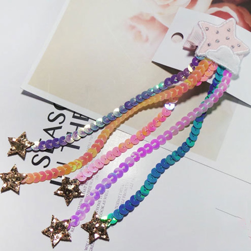 Kẹp Tóc Chống Trượt Đính Kim Sa Hình Sao Băng Dễ Thương Dành Cho Bé Gái