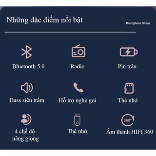 Mic Karaoke Kiêm Loa Bluetooth WS-898, Micro không dây hát karaoke mini cầm tay Nâng giọng cực chất, Loa hát karaoke