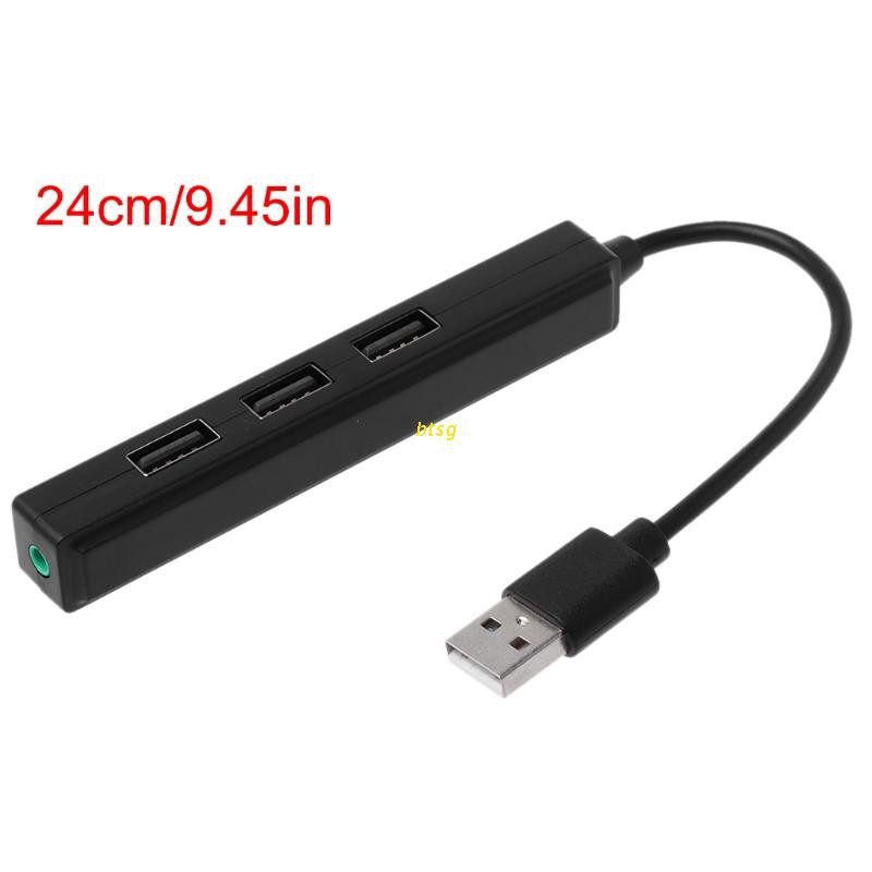 btsg USB 2.0 3 Ports Hub With 3.5mm Sound Card Audio Output for PC Laptop Windows