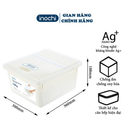 Thùng Đựng Gạo Thông minh Cao Cấp INOCHI Sendai 12 KG Nắp Nhựa Kín Kháng Khuẩn Chống Ẩm