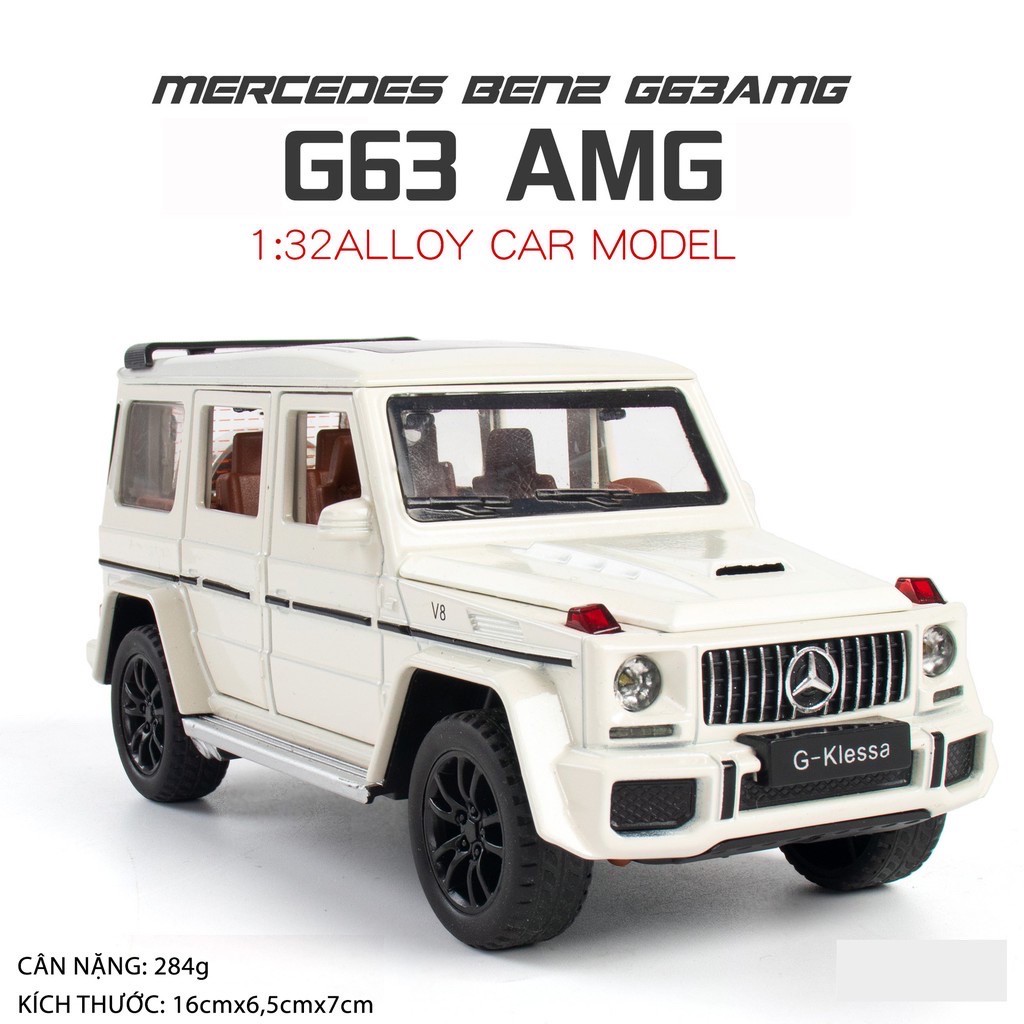 Mô hình xe Mercedes-Benz AMG G63 tỉ lệ 1:32 khung kim loại, 3 màu Đen, Đỏ, Trắng