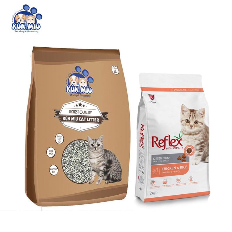 Combo Cà phê 8l + Reflex Kitten 2kg vị thịt gà và gạo
