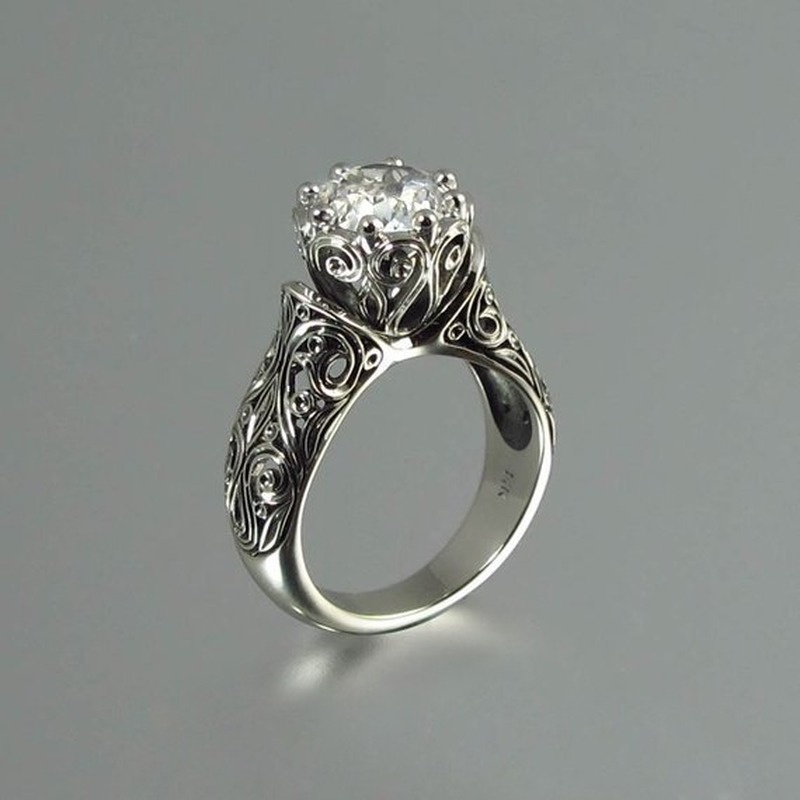 Nhẫn mạ vàng 18K hình hoa đính đá nhân tạo thời trang
