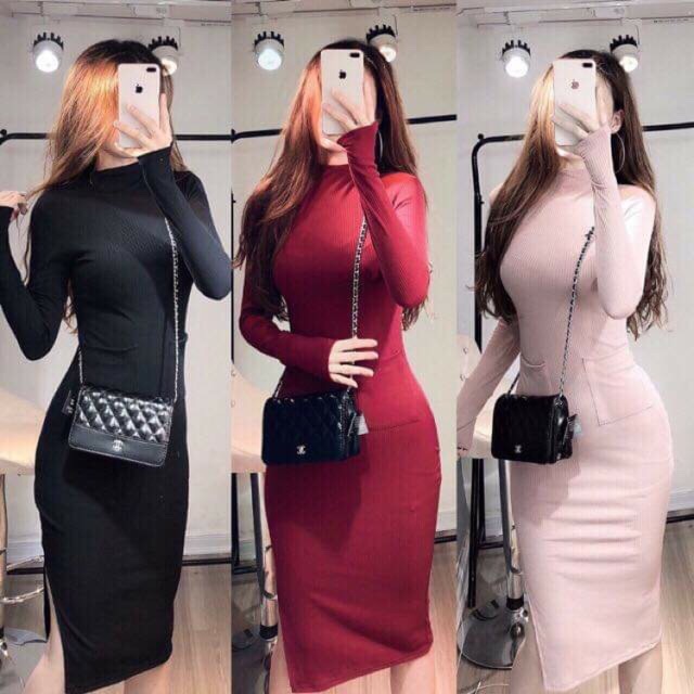 [ Mã FAMAYWA2 giảm 10K đơn 50K] Váy Body Cổ Lọ 5p Tay Dài Xỏ Ngón Phối Túi - Dài 1m | BigBuy360 - bigbuy360.vn