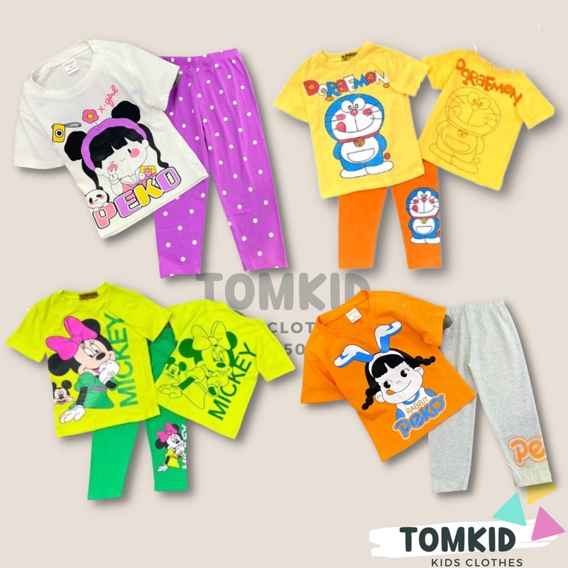 Bộ quần dài áo ngắn cotton borip bé gái TomKids 9-42KG