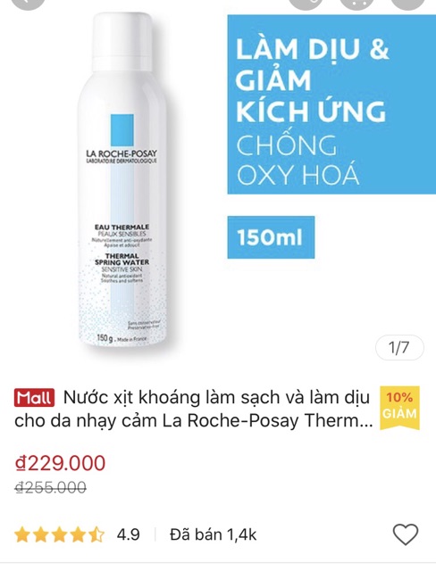 Xịt khoáng La roche posay làm dịu da nhạy cảm phục hồi da | BigBuy360 - bigbuy360.vn