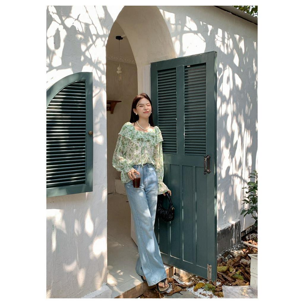 Áo Voan Hoa Cổ Thắt Dây Thời Trang Quý Phái 61273