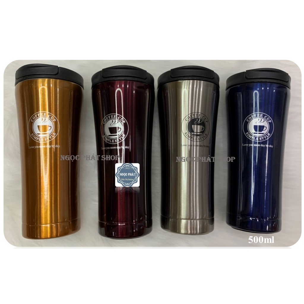 Ly Cafe Giữ Nhiệt SZM 500ml, Inox 304  [tặng kèm combo 2 ống hút inox và dụng cụ vệ sinh ống hút]