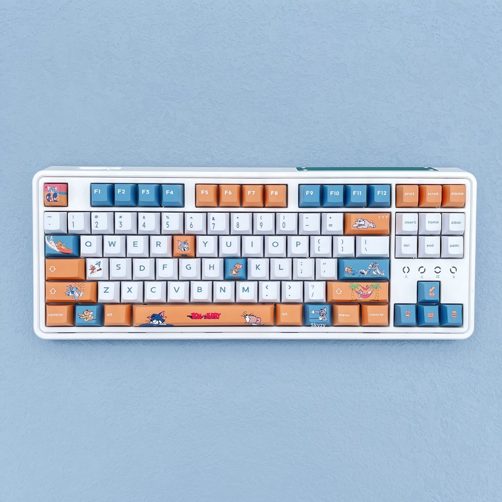 Tom và Jerry Keycaps Cherry Hồ sơ Phim hoạt hình Anime Keycaps PBT DYE-SUB Bàn phím cơ Keycaps 134 Phím