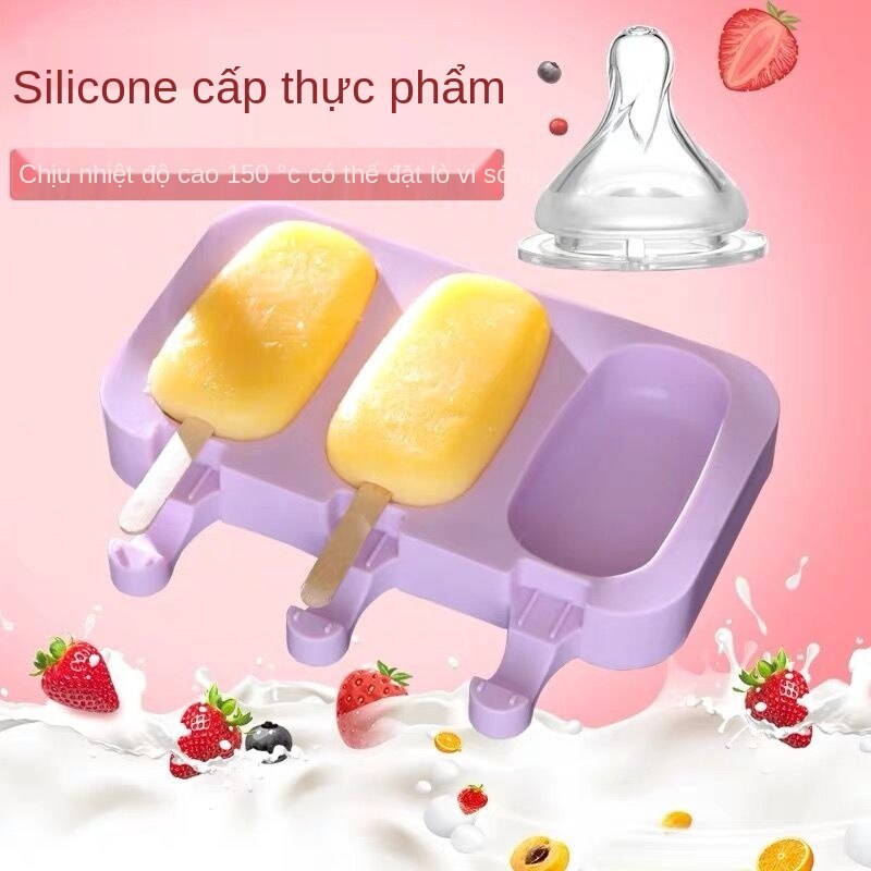 【Gửi Thanh Gỗ Nắp】Ốp Lưng Silicon Popsicle Khuôn Thực Phẩm Kem Khuôn Sáng Tạo Làm Đá Khuôn Popsicle Sorbet Popsicle Khuôn Nhà Sản Xuất Phim Hoạt Hình Mô Hình Băng