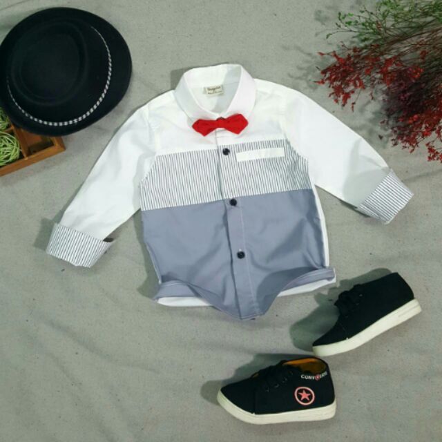 Áo sơmi nơ cổ bé trai