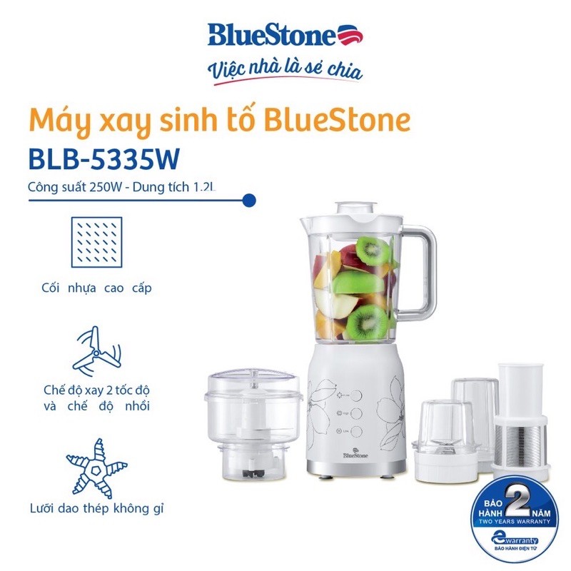 Máy Xay Sinh Tố, Ngũ Cốc Đa Năng 4 Cối BlueStone BLB-5335W - Hàng chính hãng - Bảo hành 24 tháng