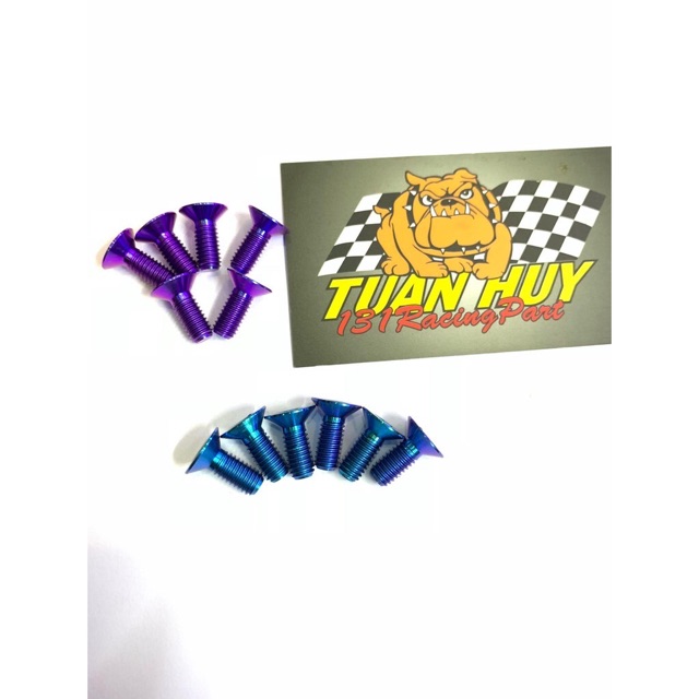 Ốc titan gr5 6li12 dù dẹp gắn trực tiếp lòng dĩa KTM cho dĩa 260mm , Dĩa xe Vario 2018 2019 , 6li âm , 6li đầu bằng