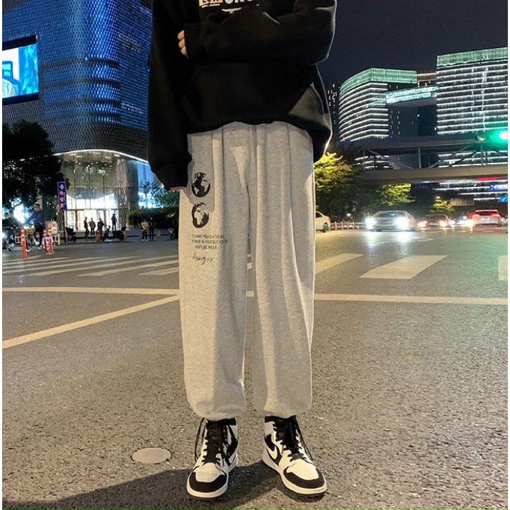 Quần jogger dây rút bo ống chun nỉ  from rộng phong cách Hàn Quốc cực chất