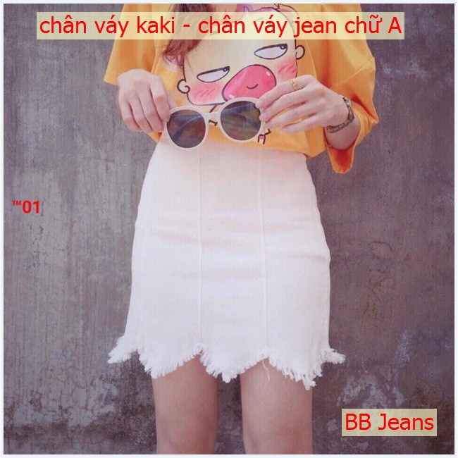 Chân Váy Kaki Kiểu Tua Thời Trang - váy jeans form chữ A Panda