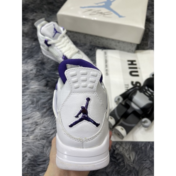 Giầy Nam Nữ Air Jordan 4 Metallic Purple |Trắng Tím|Da Cực Tốt, Đế Khâu Gắn Chip