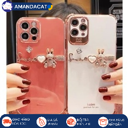 [Hàng sẵn mới về] Ốp lưng trong suốt viền đính chữ Thỏ sang chảnh - Ốp lưng điện thoại