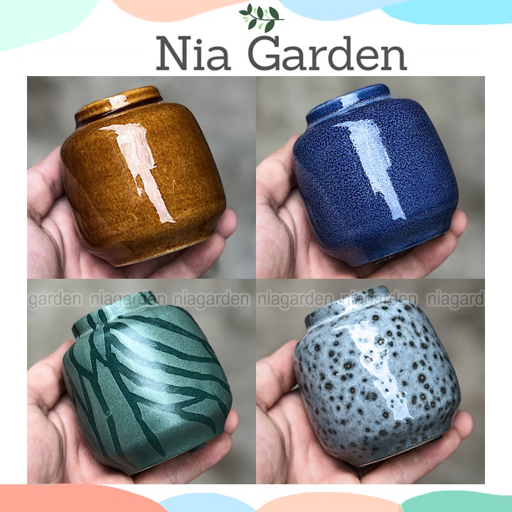 (B6) Chậu sứ trồng cây sen đá xương rồng phong cách Bắc Âu Scandinavian Style Nia Garden N9