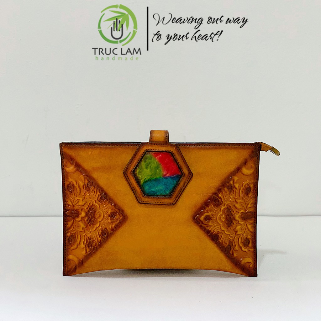 Ví Clutch Dự Tiệc Thời Trang Nữ Cầm Tay Da Thật Cao Cấp Trúc Lâm Handmade.