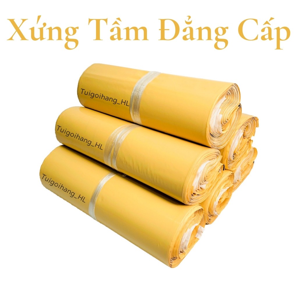 Túi gói hàng màu vàng đồng in chữ &amp; họa tết size 25x35 cao cấp TUIGOIHANGHL