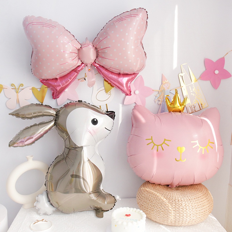 Bong Bóng Lá Nhôm Hình Gấu/Thỏ Cỡ Lớn 91cm*65cm Trang Trí Tiệc Sinh Nhật/Ngày Mừng Em Bé