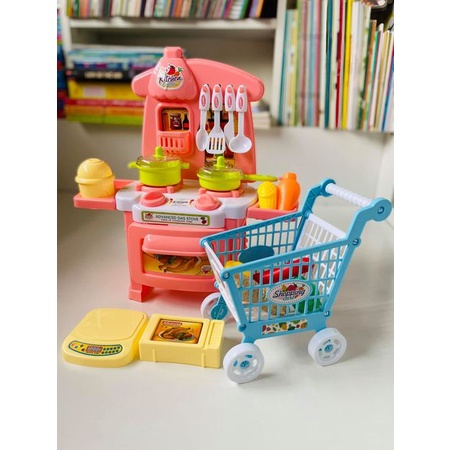 Bộ đồ chơi nấu ăn nhà bếp KITCHEN DREAM cho bé kèm xe đẩy đồ chơi mô phỏng đồ dùng nhà bếp thông minh