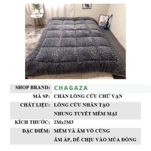 Chăn Lông Cừu Chữ Vạn Hàng Loại 1 Siêu Ấm Cao Cấp Nhập khẩu