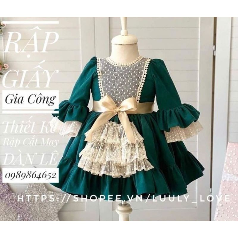 ĐVT737 Rập giấy cắt may đầm vintage cho bé (1-12T)