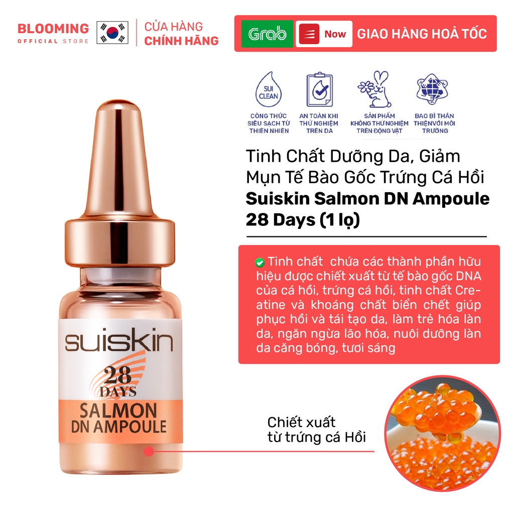 Tinh Chất Dưỡng Da, Giảm Mụn Tế Bào Gốc Trứng Cá Hồi Suiskin Salmon DN Ampoule 28 Days (1 lọ)