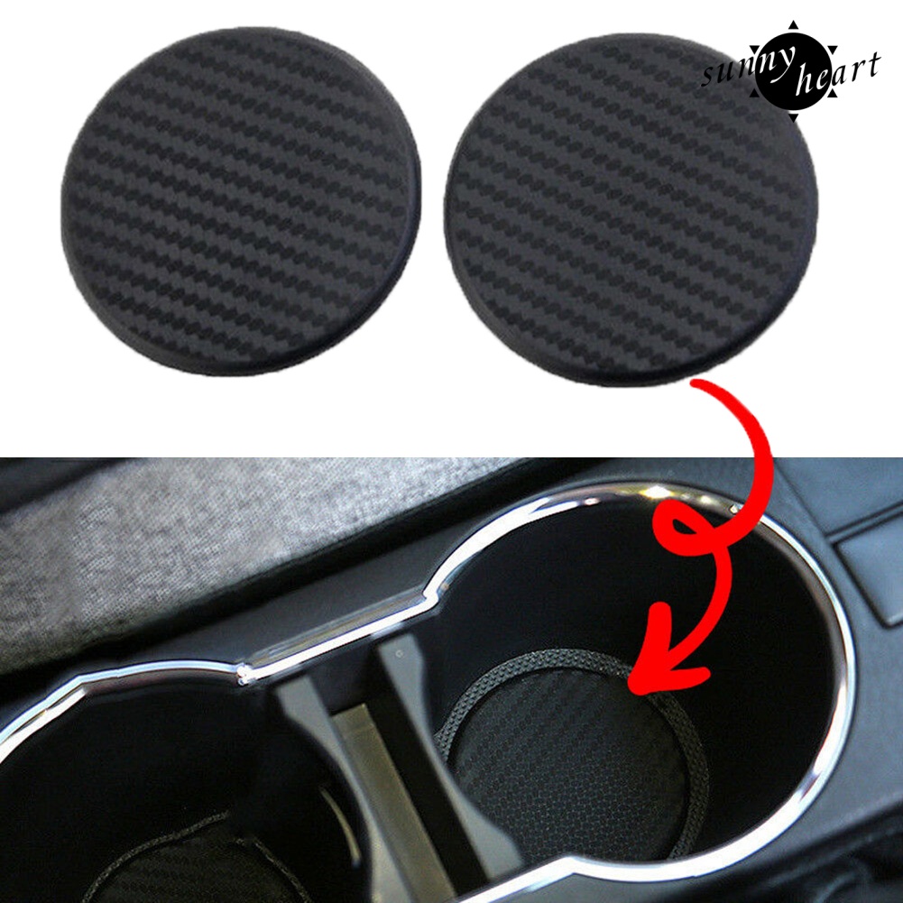 Set 2 Miếng Lót Cốc Nước Bằng Silicone Chống Trượt Hình Tròn Tiện Dụng Cho Ô Tô