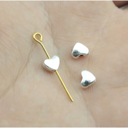 Bộ 20 mặt dây chuyền bạc hình trái tim nhiều màu sắc 9x8mm