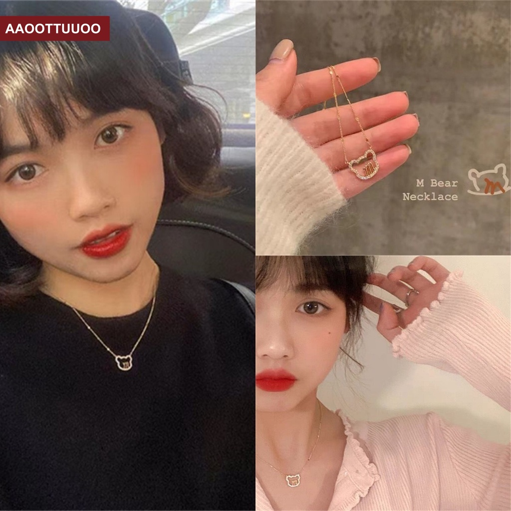 Vòng cổ thiết kế mới mặt hình chú gấu dễ thương cho nữ