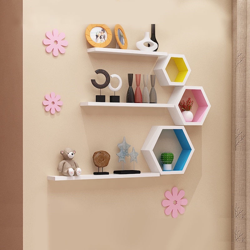 Combo 3 kệ gỗ tổ ong+ 3 thanh trắng 30-40-50cm. tặng đinh nở đi kèm