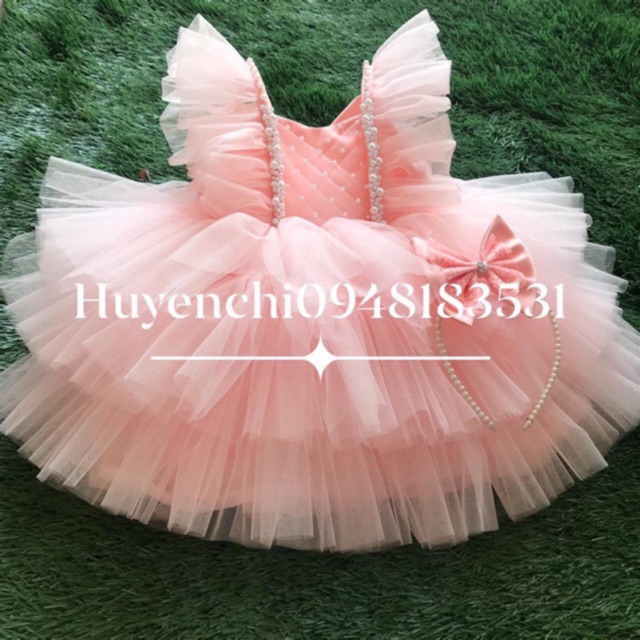 Váy bé gái- đầm thiết kế Váy thiết kế cho bé gái+ tặng kèm tuban [Váy Thời Trang Trẻ Em Hàng May Thiết Kế kẹo bông