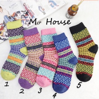 Tất thổ cẩm len Vintage hàn quốc cao cổ nhiều màu mẫu 12