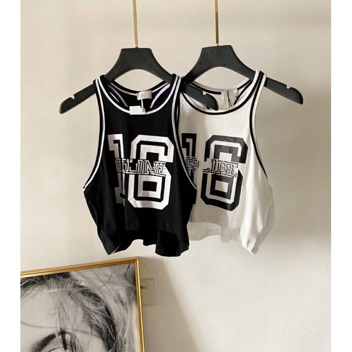 ÁO 3 LỖ CROPTOP THỂ THAO IN SỐ 16 VATI