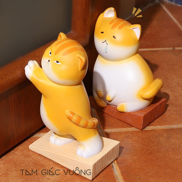 Mèo Decor Chặn Sách Dễ Thương, Đồ Chơi Trang Trí Bàn Làm Việc Bàn Học Cute, Tượng Quà Tặng Đáng Yêu Thương Hiệu ROOGO