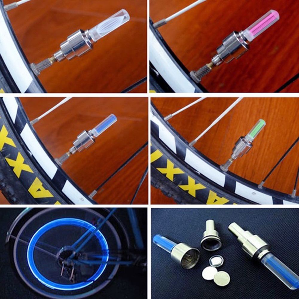Set 2 nắp đậy van lốp xe đạp/mô tô chống nước có đèn led neon nhiều màu sắc đẹp mắt