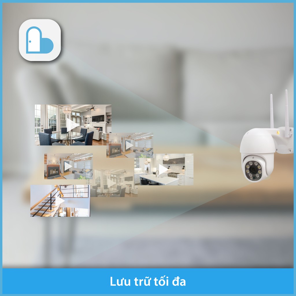CAMERA WIFI PTZ Carecam 23HS200 NGOÀI TRỜI XOAY 360 8 LED HD1080 - 2MP, XEM ĐÊM CÓ MÀU, CẢNH BÁO KHI CÓ CHUYỂN ĐỘNG