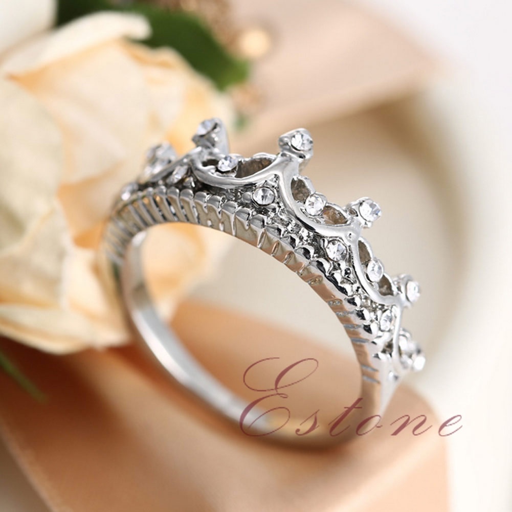 Nhẫn HìNh Vương MiệN ĐíNh Kim Cương Giả ThờI Trang Cho Nữ Size US 5 6 7 8