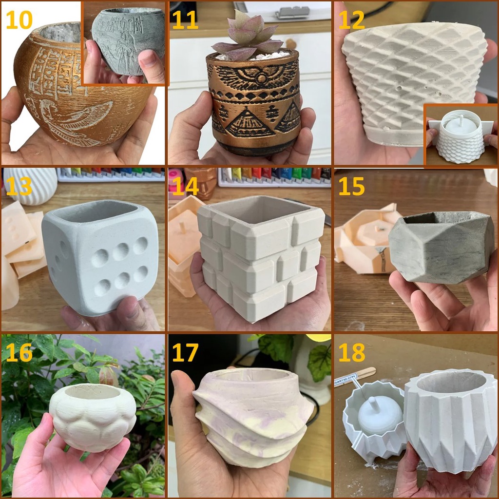 Khuôn đúc chậu cây cảnh mini sen đá, xương rồng,...