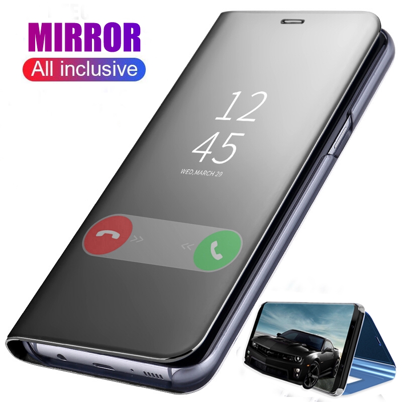 Smart Mirror Case ForSamsung S10 Plus Note 10 A10S A20S Luxury Clear View Flip stand Phone Cover