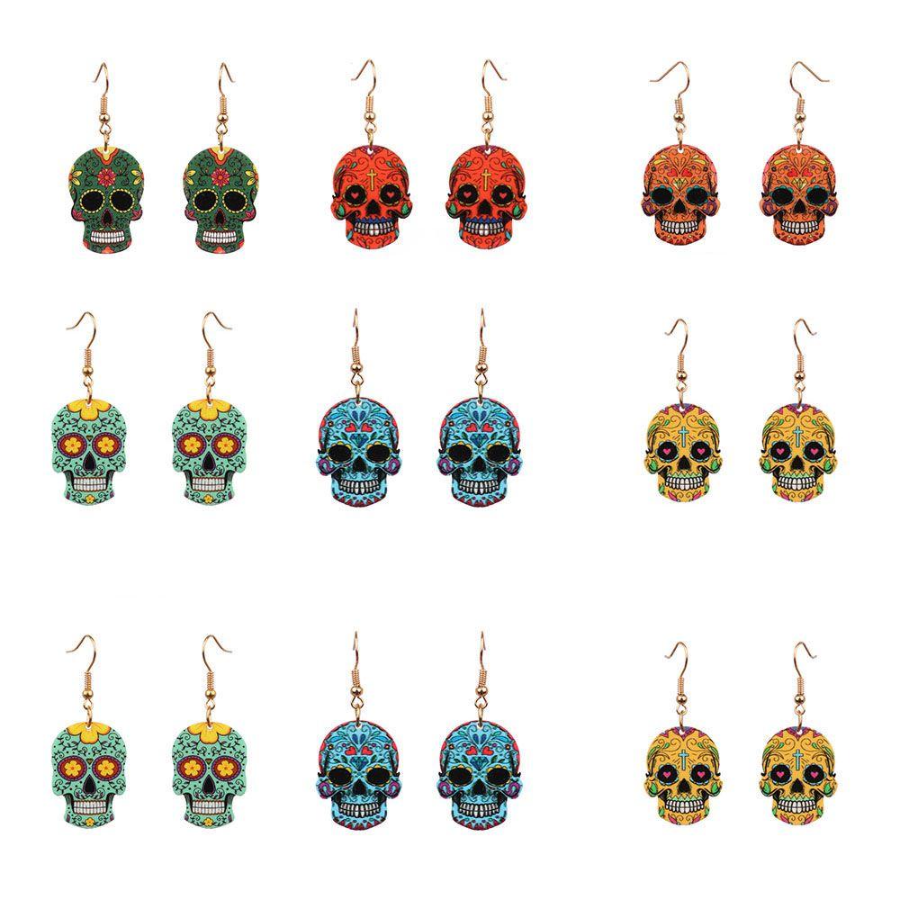 Khuyên Tai Mặt Hình Đầu Lâu Độc Đáo Phong Cách Halloween Cho Cặp Đôi