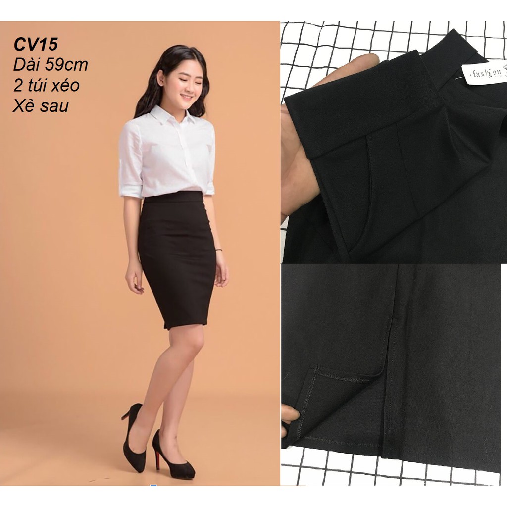 Chân váy công sở dáng ôm [Đủ cỡ 43-65kg] CV15