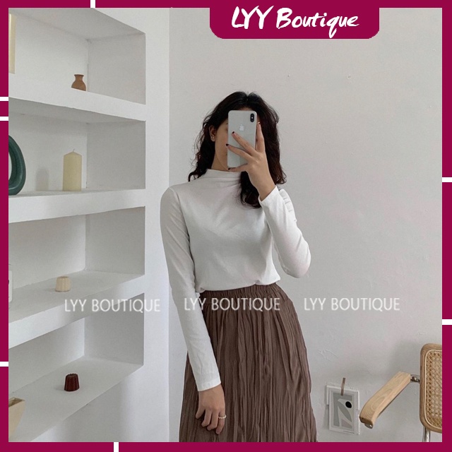 Áo giữ nhiệt nữ cổ 3cm lót nỉ lông dầy ấm áp freesize 6 màu chất đẹp Quảng Châu LYY BOUTIQUE
