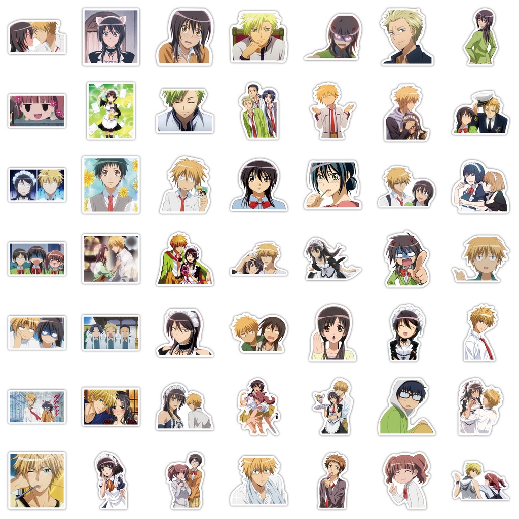 Set 50/100 miếng dán hoạt hình anime chống thấm nước trang trí vali